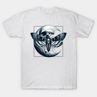 Goth Spooky Skull Moth Moon T-Shirt